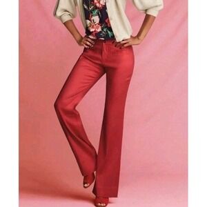 Linen Blend Womens Wide Leg Trouser Dress Pants Cabi Brand Poppy Red Size 10
